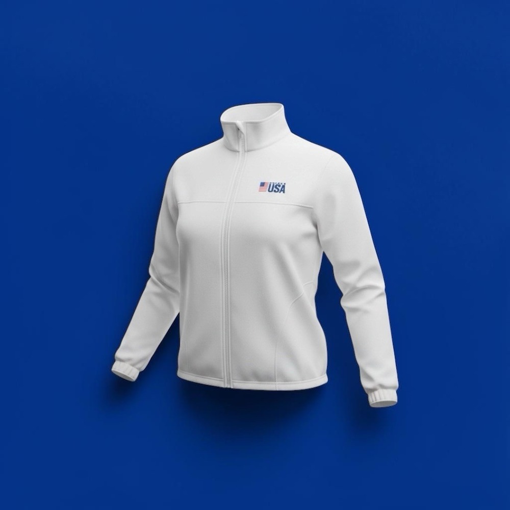 Vintage Team USA Olympic Committee White Zip-Up Track Jacket Made In USA Size M